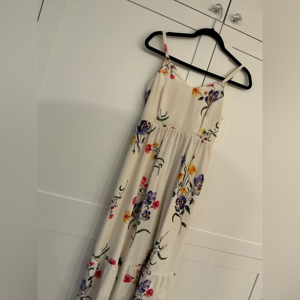 Old Navy Cream Floral Cami Dress with Purple, Pink & Yellow Blooms - Picture 7 of 7